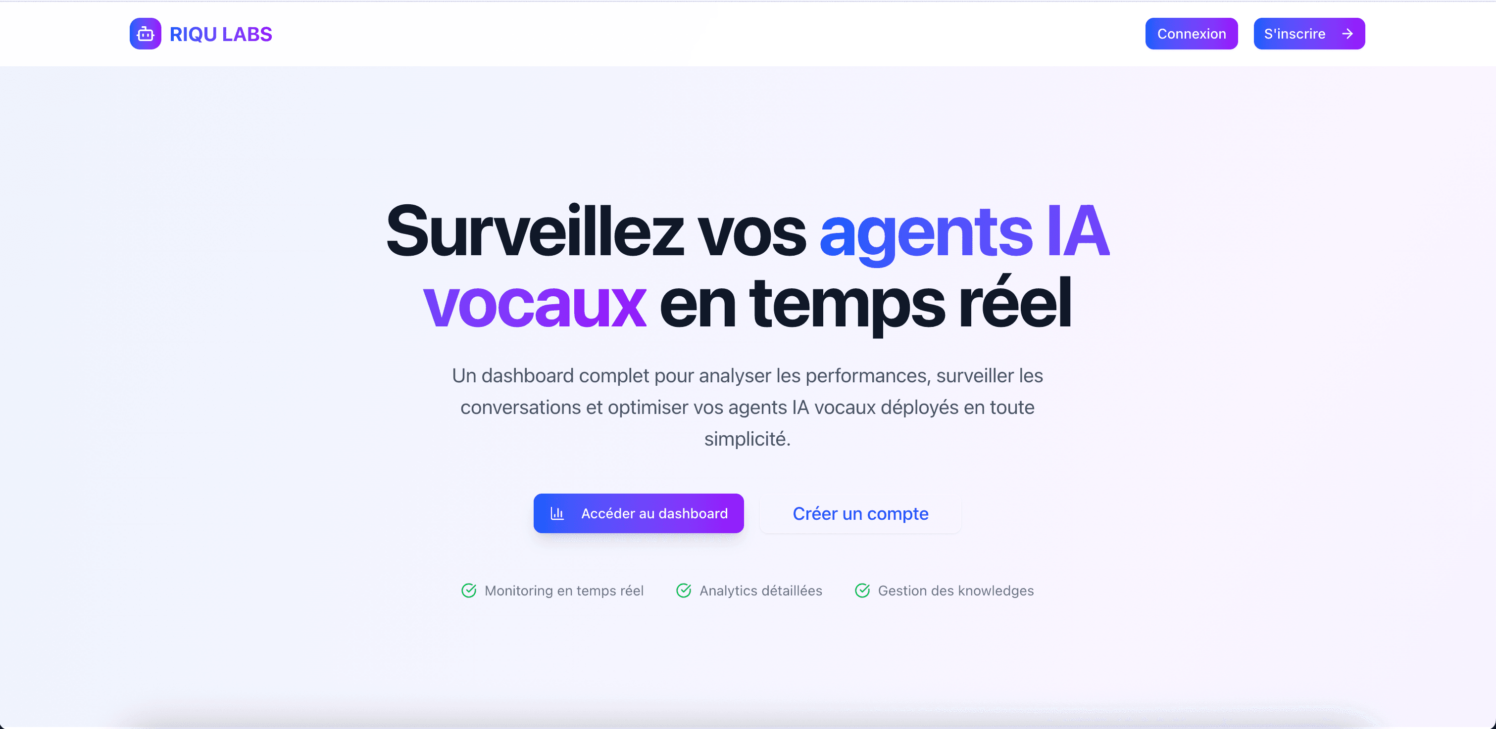 Dashboard Vocal Agent - Interface de gestion pour agent vocal
